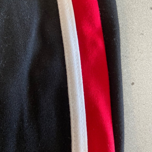 Black Stretch Pants with White & Red Stripe - Picture 3 of 4